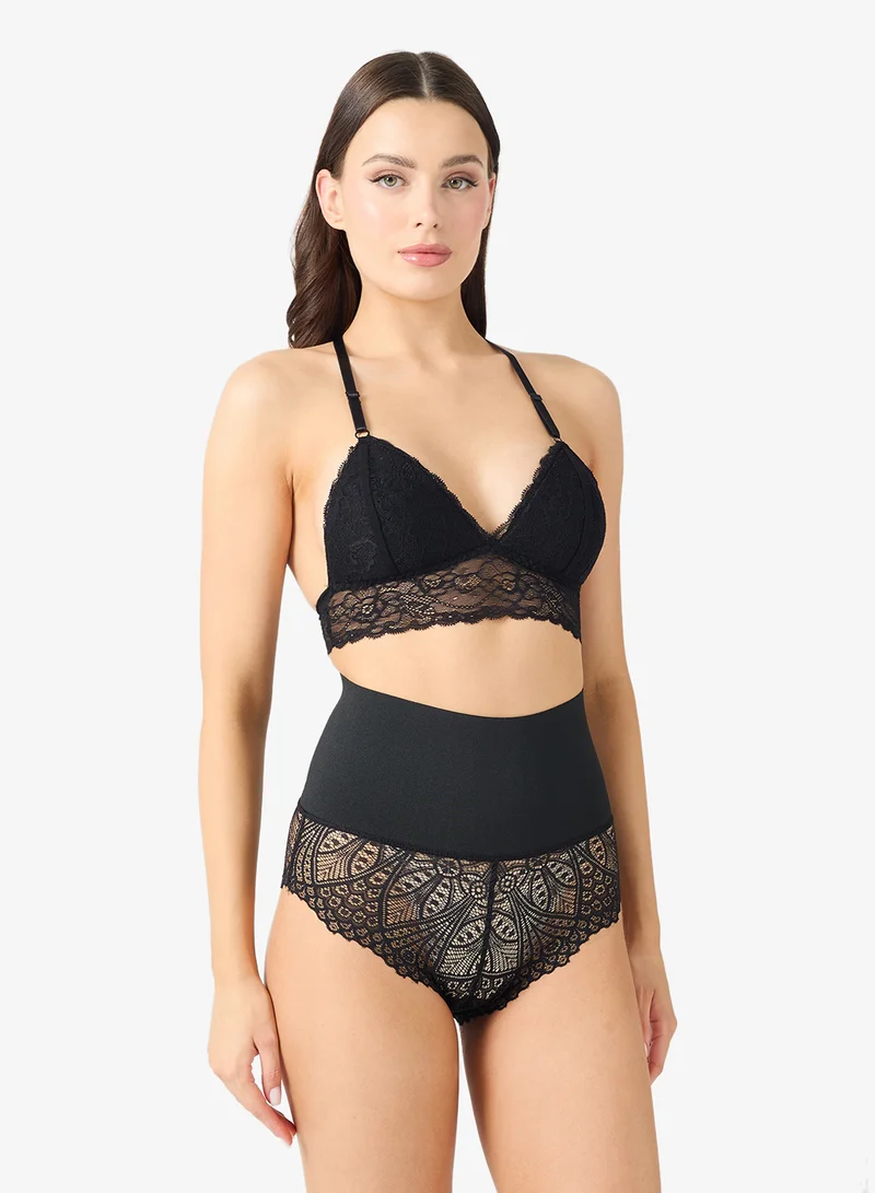 جينجر شورت دانتيل عالي الخصر للتحكم في البطن قطعتين